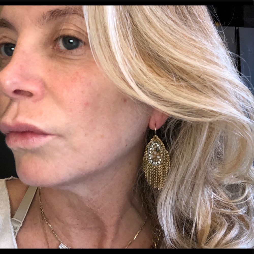 Handmade beaded fringe earring